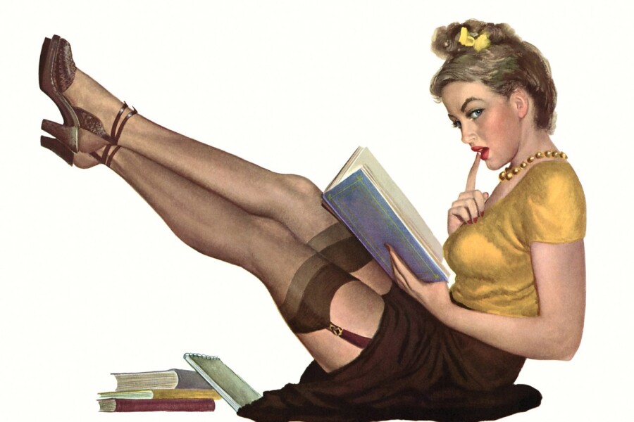 пин-ап девушка с книгой