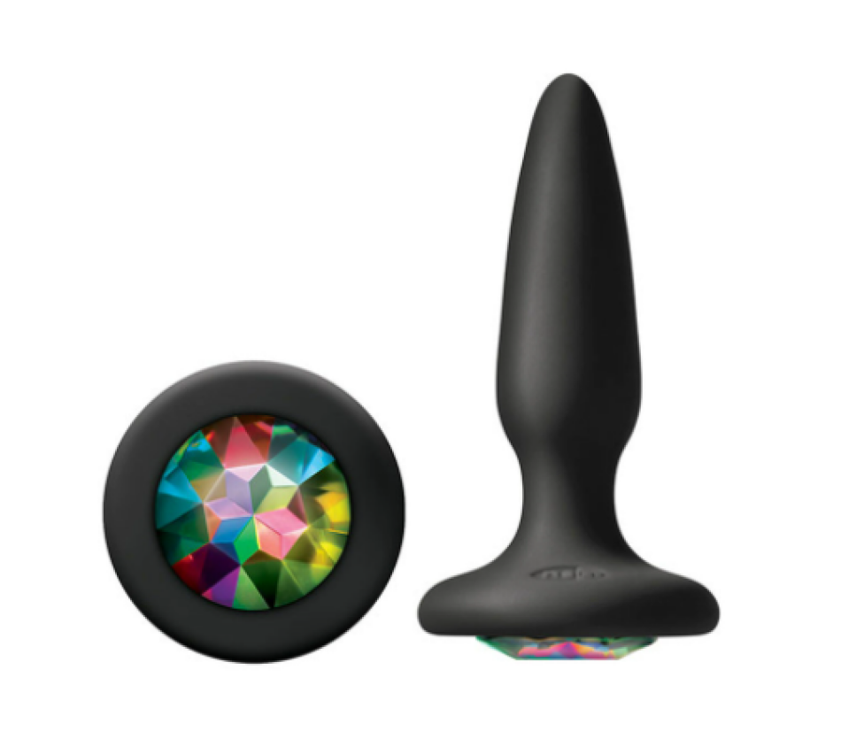 Анальная пробка Glams Silicone Mini Butt Plug With Rainbow Crystal