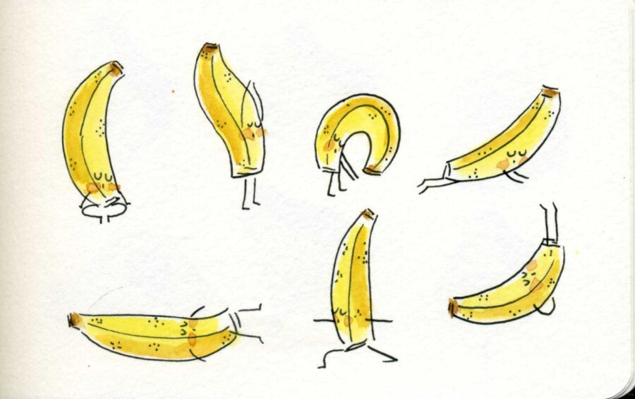 банан выполняет упражнения