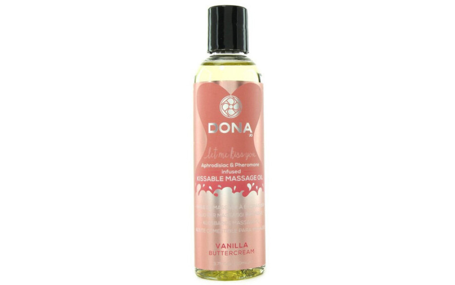 System JO – Вкусовое массажное масло с феромонами и ароматом Ванильный крем DONA Kissable Massage Oil Vanilla.