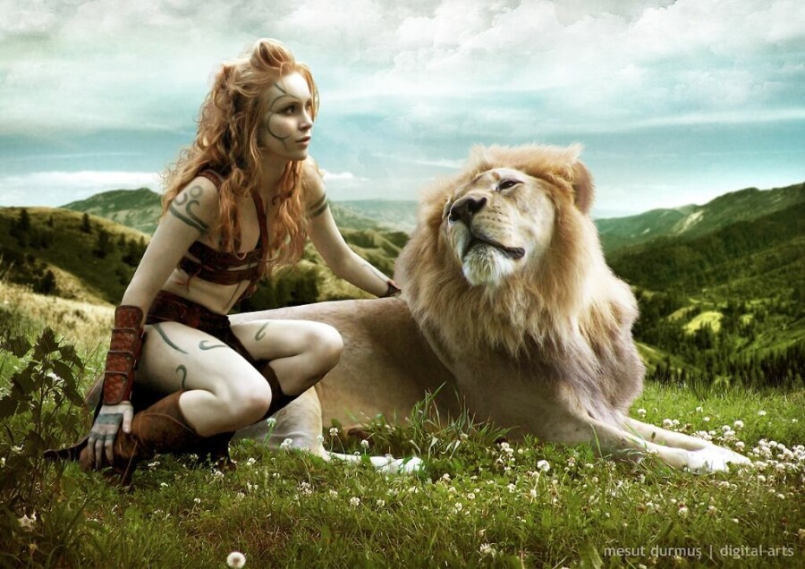 девушка и лев