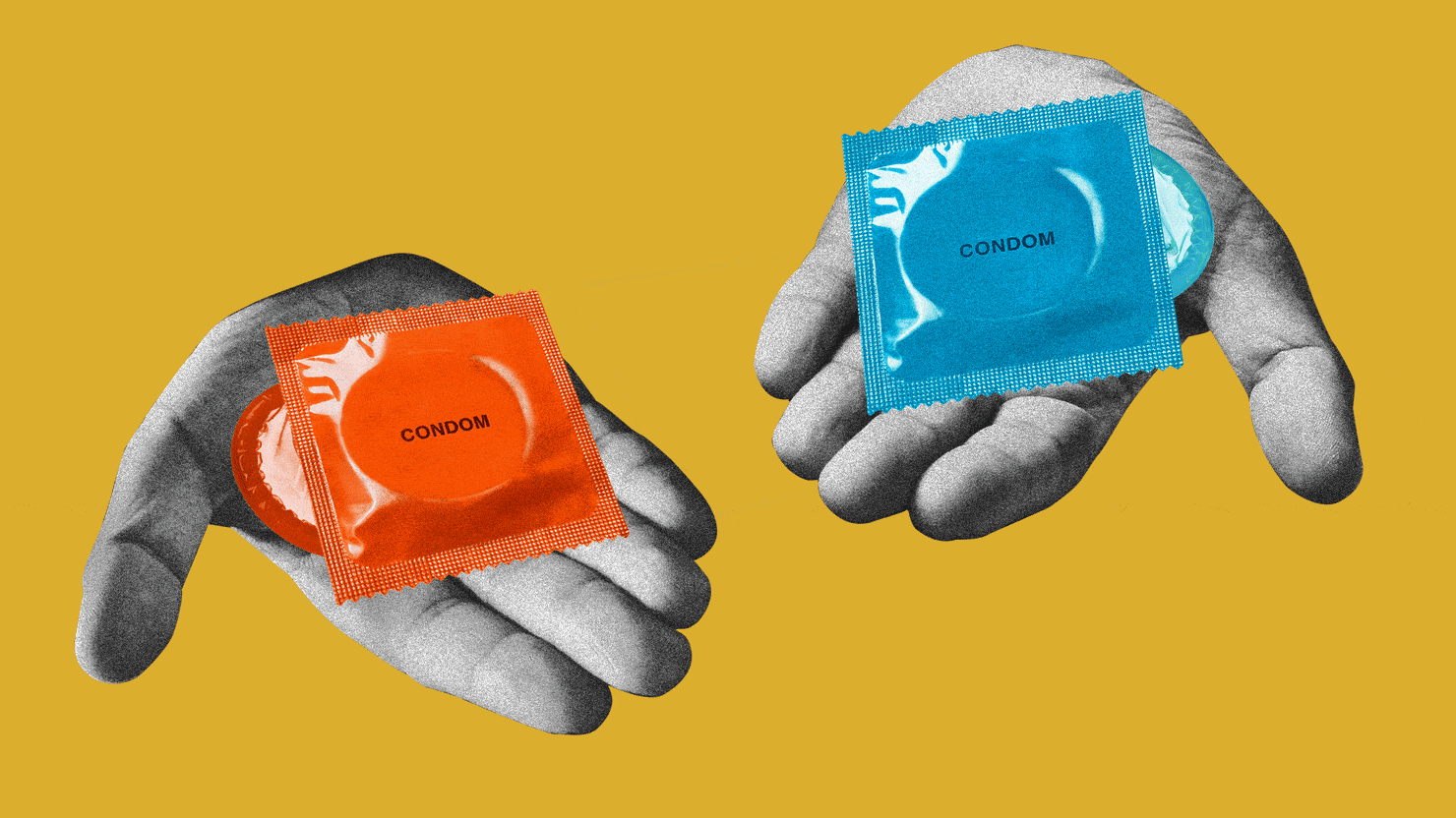 красный и синий презервативы