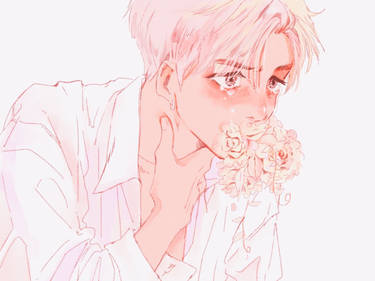 цветы во рту парня арт